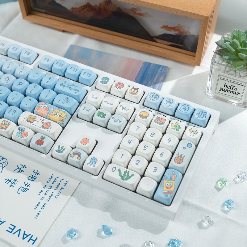 Laptop Office Accessories - Cute SpongeBo SquarePants Mechanical Keyboard Blue