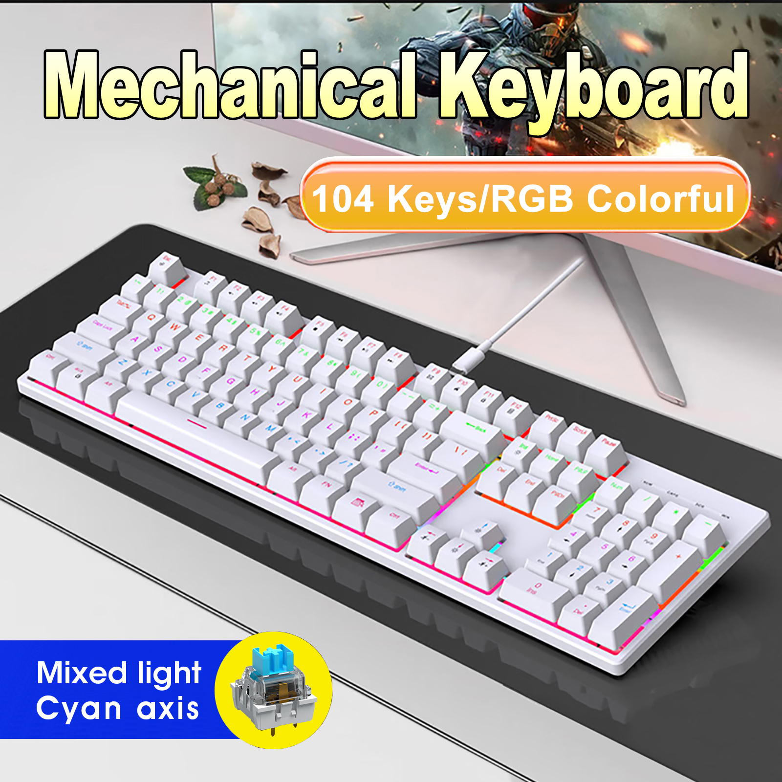 Laptop Accessories Design - 104 Key RGB Backlit Mechanical Keyboard
