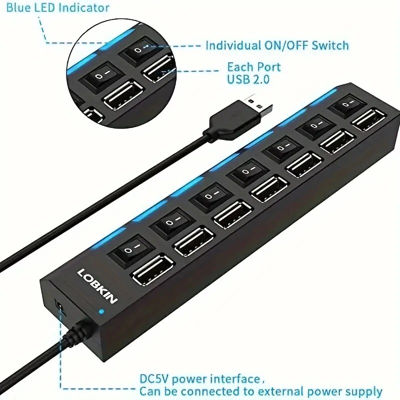 High Speed 4/7 Ports USB HUB 2 - Laptop Accessories Hub avis et prix