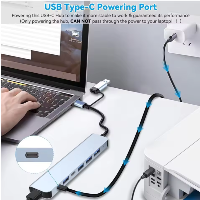 7 Ports USB A C Hub Concentrat - Laptop Accessories For Programmers avis et prix