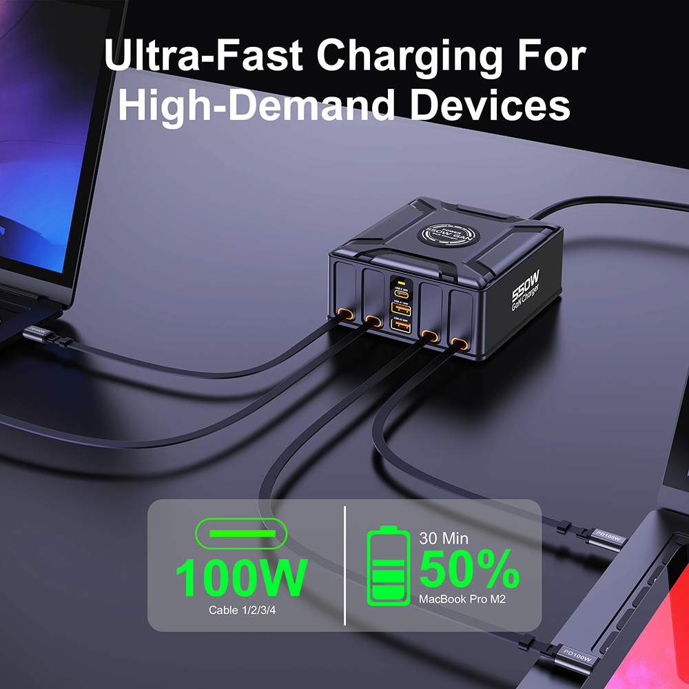 550W 7-in-1 Charging Station w - Laptop Lock Cable avis et prix