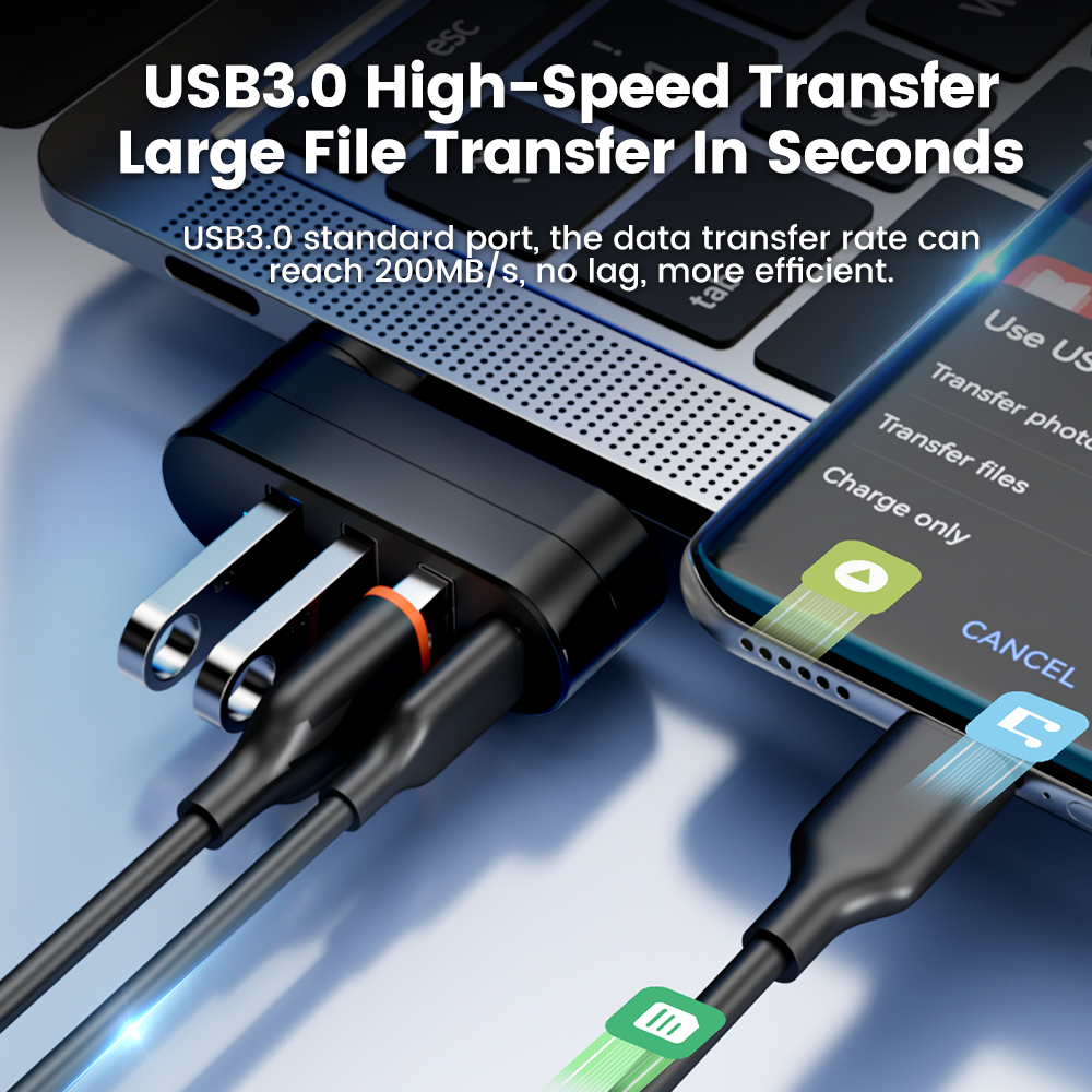 4 In 1 USB 3.0 Hub 180 Degree  - Laptop Accessories Hub avis et prix