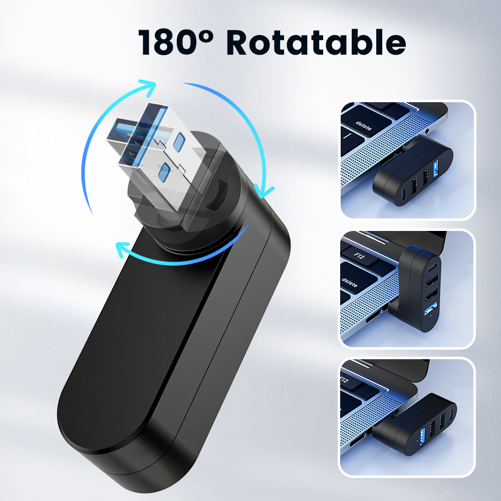 4 In 1 USB 3.0 Hub 180 Degree  - Laptop Accessories Hub avis et prix