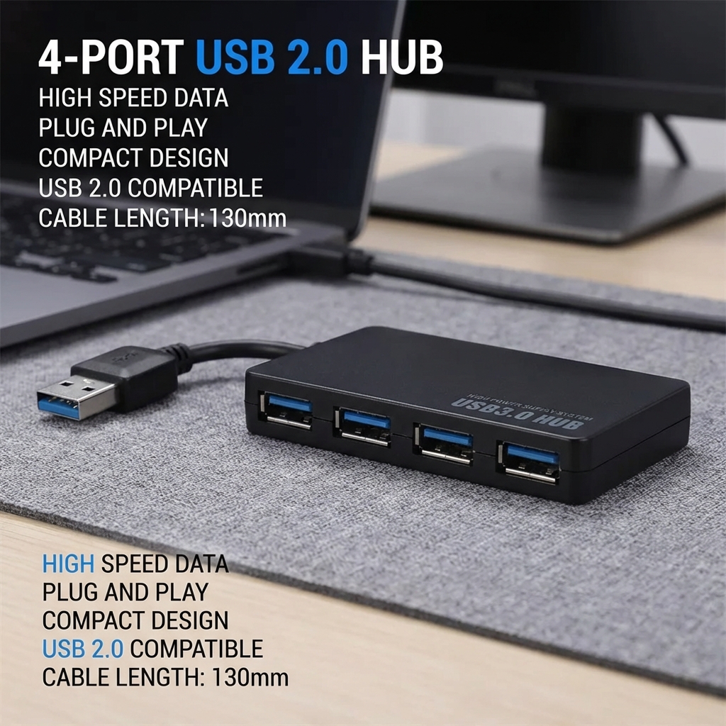 High-Speed USB 2.0 Hub 4-Port  - Laptop Accessories Hub avis et prix
