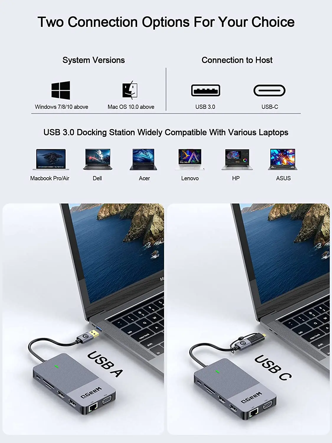 QGeeM USB 3.0 Docking Station, - Laptop Accessories Hub avis et prix